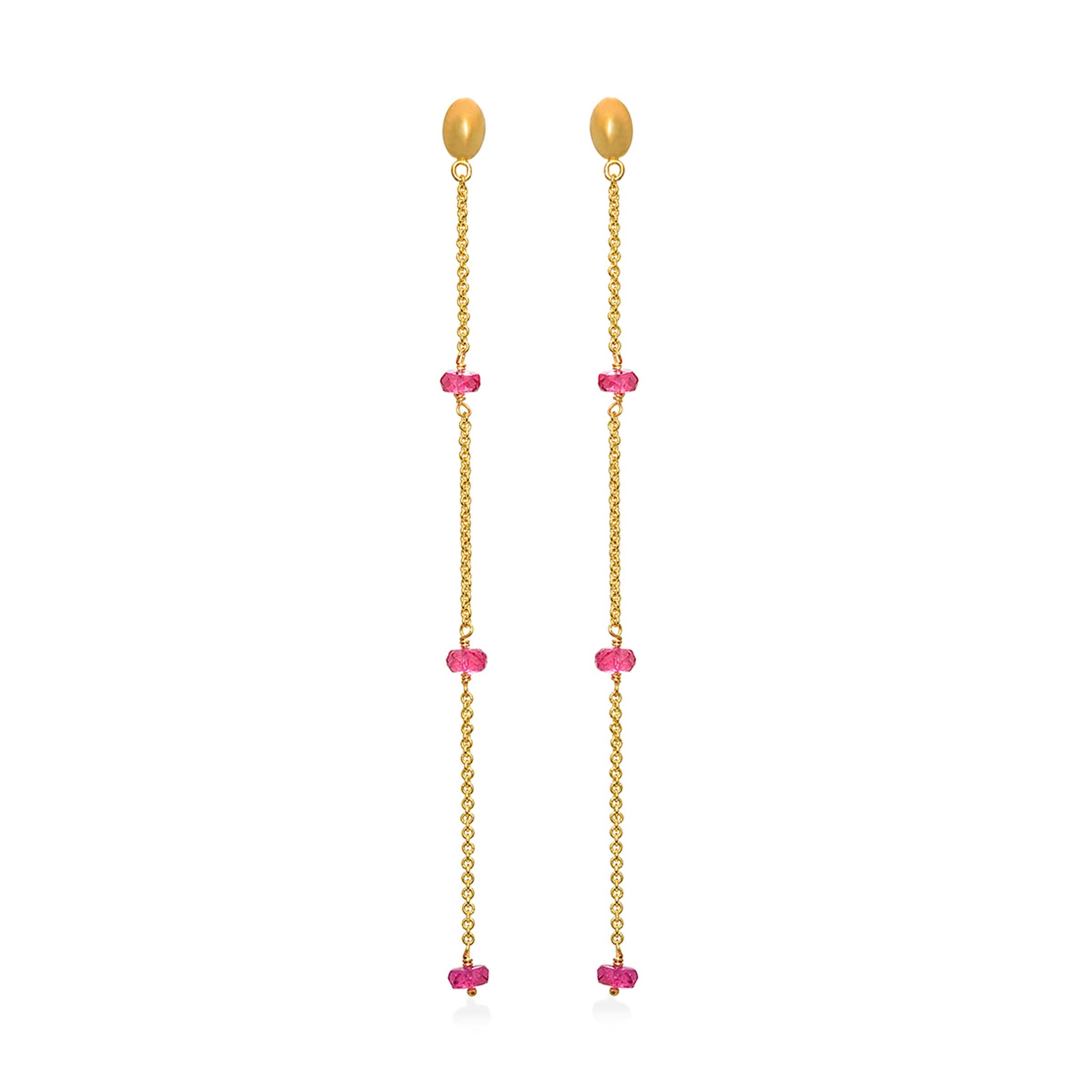 Pear Shapes Tourmaline Chain Earrings