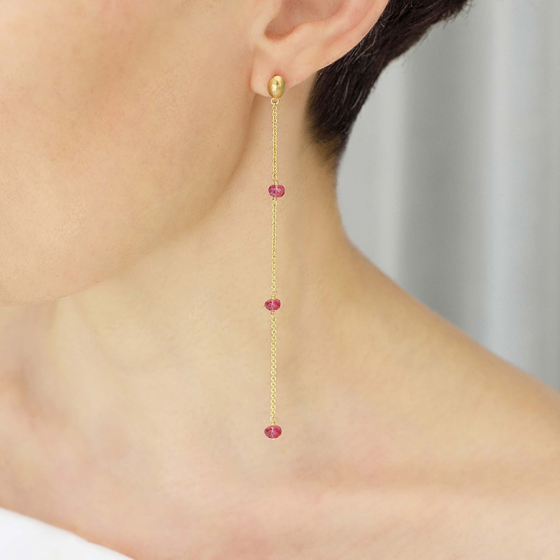 Pear Shapes Tourmaline Chain Earrings