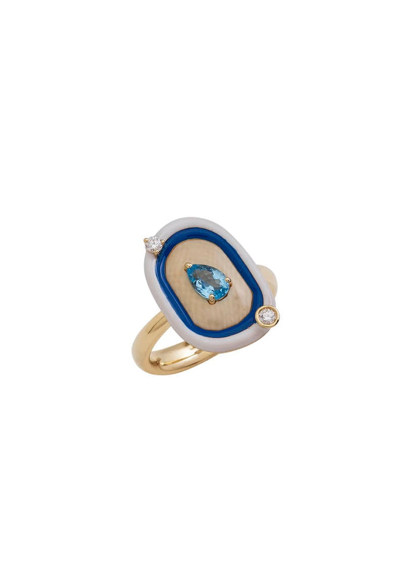 Snowdrops White and Blue Ring